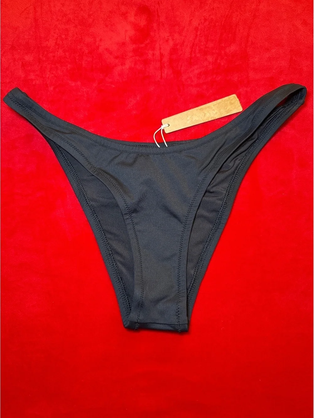 Skims Swim Cheeky Tanga Bikini Bottom Color ONYX Size Large